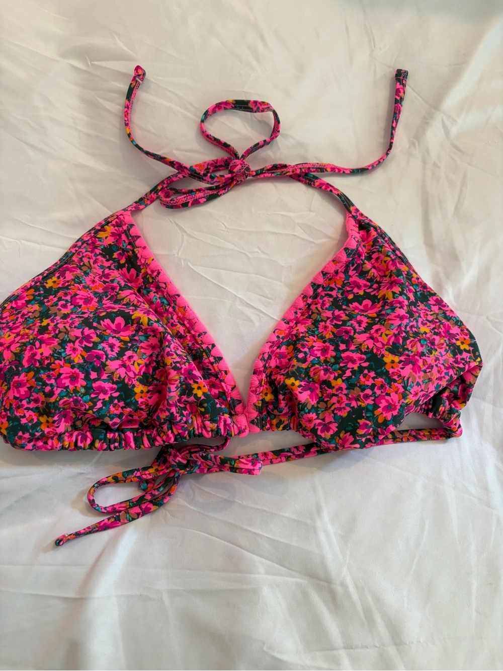 Target Pink Floral Triangle Bikini Top